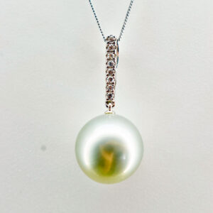 Silver pendant 1 Tahitian pearl ivory