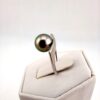Bague 1 perle de Tahiti ronde, catégorie B, 9.4mm, peacock clair