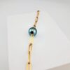 Bracelet mailles rectangles gold filled, 1 perle de Tahiti ronde, catégorie A, 10.7mm, bleu