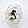 Bague 'Lady G.' 1 perle de Tahiti forme gouttevert clair