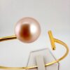Bracelet jonc en plaqué or, 1 perle de Tahiti ronde, catégorie B, 11.5mm, ivoire rosé