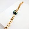 Bracelet mailles rondes en plaqué or, 1 perle de Tahiti ronde, catégorie A, 10.4mm, peacock