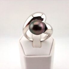 Bague 'Lady G.' 1 perle de Tahiti 11.1mm, vert aubergine