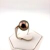 Bague argent 925 rhodié, 1 perle de Tahiti ronde catégorie C, 10.4mm, peacock