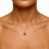 Pendentif en or blanc 18 carats, 13 diamants 0.078 carats GVS, 1 perle de Tahiti forme poire, catégorie A, 8.9mm, bleu