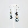 Boucles d'oreilles asymétriques en argent 925 rhodié, 6 perles de Tahiti rondes, cat. B 11mm / cat. C 10.1mm / cat. C 8.5mm / cat. B 11mm / cat. B 10 mm / cat. C 8.6mm, gris foncé / gris clair / gris souris