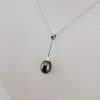 Pendentif 'grand cône' en argent 925 rhodié, 1 perle de Tahiti, forme goutte, catégorie A, 10mm, peacock foncé