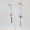 Boucles d'oreilles en argent 925 rhodié, 2 perles de Tahiti rondes, catégories A/B, 11.4mm, gris rosé