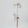 Boucles d'oreilles en argent 925 rhodié, 2 perles de Tahiti rondes, catégories A/B, 11.4mm, gris rosé - vue dos