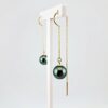 Boucles d'oreilles en or jaune 18 carats, 2 perles de Tahiti rondes, catégories A/B, 8.7mm, bleu vert