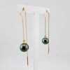Boucles d'oreilles en or jaune 18 carats, 2 perles de Tahiti rondes, catégories A/B, 8.7mm, bleu vert - vue dos