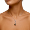 Pendentif en argent 925 rhodié et zircons, 1 perle de Tahiti ronde, catégorie B, 10,3mm, gris anisé