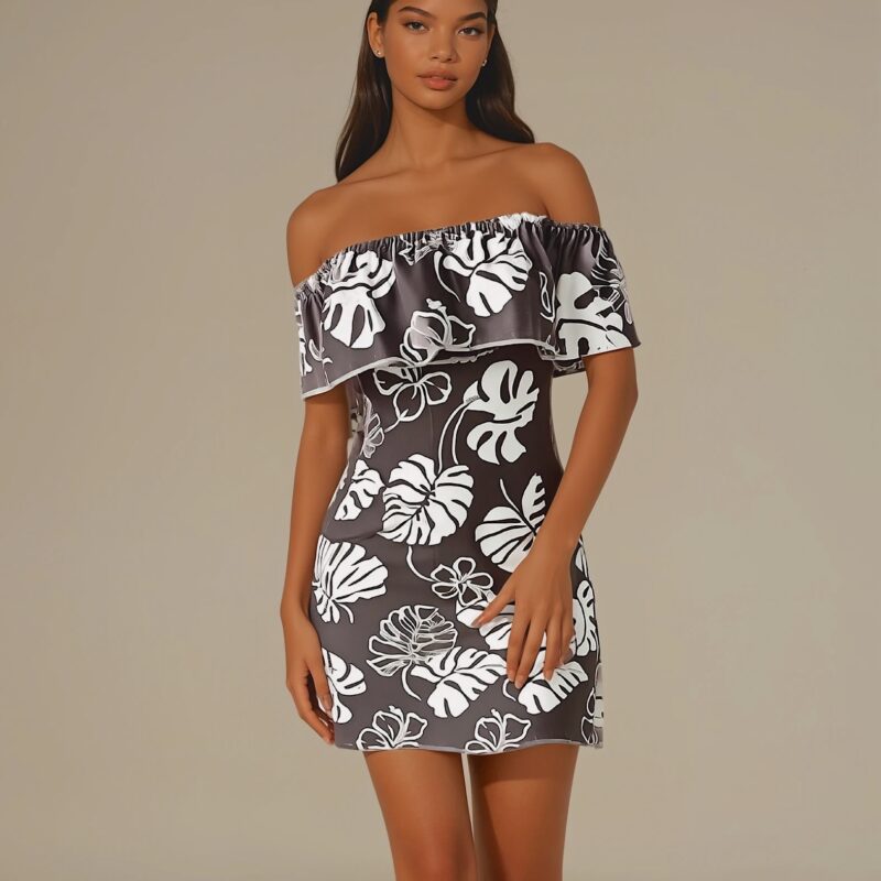 Robe SYLVIA faite main – élégance tropicale et coupe fluide. Création exclusive COCOBLANC à découvrir à Moorea, Polynésie française.